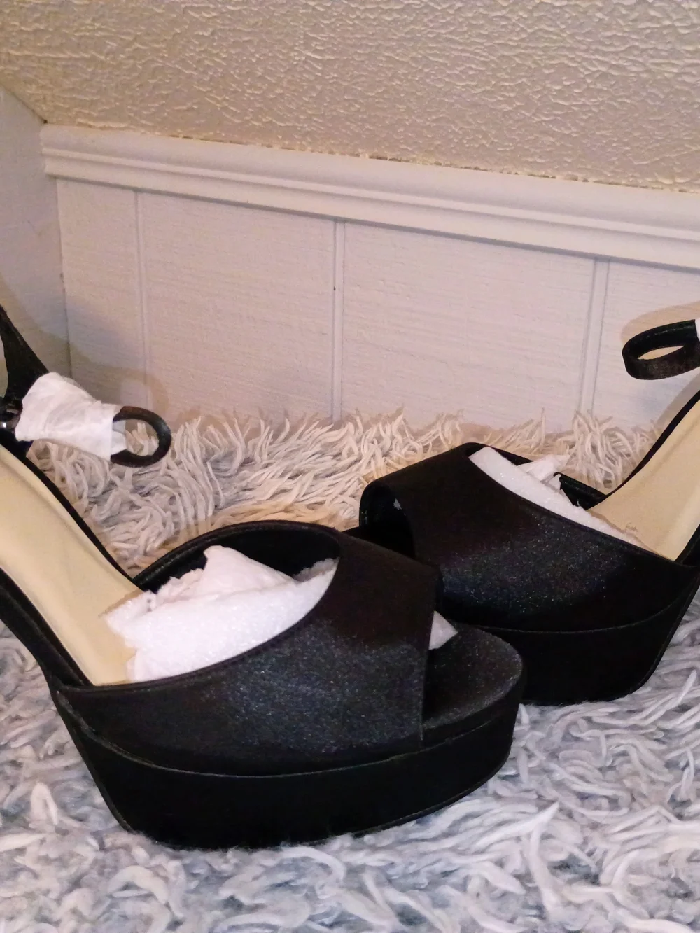 H by Halston Black Peep-Toe Slingback Heels
